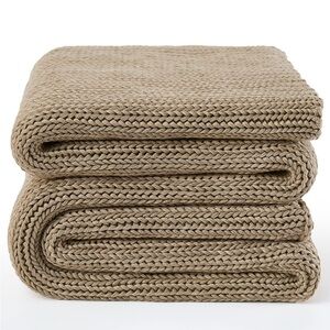 Guohaoi WEIGHTED BLANKET Knitted (Beige 50"x75”20lb)